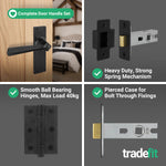 Tudor Antique Black Iron Lever Door Handle Pack - 80mm Latch - tradefit - 5
