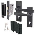 Tudor Antique Black Iron Door Handle Pack - Sash Lock - tradefit - 1