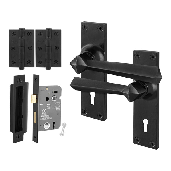 Tudor Antique Black Iron Door Handle Pack - Sash Lock - tradefit - Featured Image