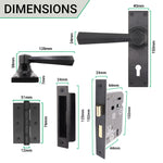 Tudor Antique Black Iron Door Handle Pack - Sash Lock - tradefit - 4