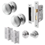 Victorian Satin Chrome Mortice Door Knob Kit - 80mm Bathroom Lock - tradefit - 1