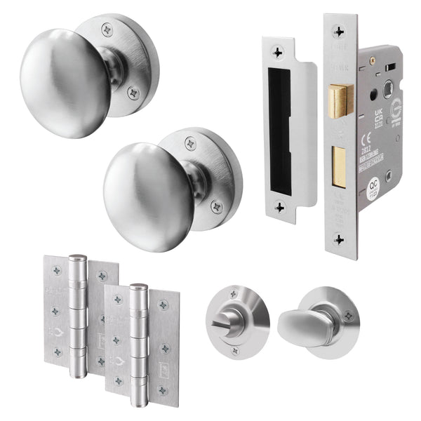 Victorian Satin Chrome Mortice Door Knob Kit - 80mm Bathroom Lock - tradefit - Featured Image