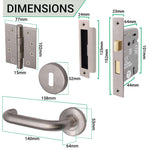 Return To Door Lever on Rose Handle Sash Lock Kit - Satin Stainless Steel - 102mm Hinges - 64mm Lock - tradefit - 3