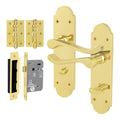 Victorian Rectory Polished Brass Lever Door Handle Pack - 80mm Bathroom Lock