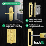 Victorian Rectory Polished Brass Lever Door Handle Pack - 80mm Bathroom Lock - tradefit - 5