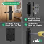 Victorian Rectory Matt Black Lever Door Handle Pack - 64mm Bathroom Lock - tradefit - 5