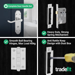 Victorian Rectory Polished Chrome Lever Door Handle Pack - 64mm Bathroom Lock - 76mm Hinges - tradefit - 5