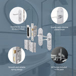 Victorian Rectory Satin Chrome Lever Door Handle Pack - 64mm Bathroom Lock - 76mm Hinges - tradefit - 5