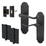 Victorian Rectory Black Lever Door Handle Pack - 64mm Latch - 76mm Hinges - tradefit - 1