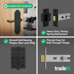 Victorian Rectory Black Lever Door Handle Pack - 64mm Latch - 76mm Hinges - tradefit - 5