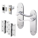 Victorian Rectory Polished Chrome Lever Door Handle Pack - 64mm Latch - 76mm Hinges - tradefit - 1