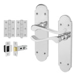 Victorian Rectory Polished Chrome Lever Door Handle Pack - 64mm Latch - 76mm Hinges - tradefit - 1