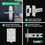Victorian Rectory Polished Chrome Lever Door Handle Pack - 64mm Latch - 76mm Hinges - tradefit - 5
