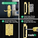 Victorian Rectory Polished Brass Lever Door Handle Pack - 64mm Sashlock - 76mm Hinges - tradefit - 5