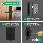 Victorian Rectory Black Door Handle Pack - 80mm 3 Lever Sashlock - 76mm Hinges - tradefit - 5