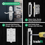 Victorian Rectory Polished Chrome Lever Door Handle Pack - 64mm Sashlock - 76mm Hinges - tradefit - 5