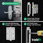 Victorian Rectory Satin Chrome Lever Door Handle Pack - 64mm Sashlock - 76mm Hinges - tradefit - 5