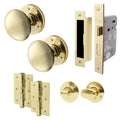 Victorian Polished Brass Mortice Door Knob Kit - 80mm Bathroom Lock
