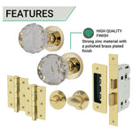 Glass and Polished Brass Mortice Door Knob Kit - 80mm Bathroom Lock - tradefit - 4