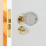 Glass and Polished Brass Mortice Door Knob Kit - 80mm Bathroom Lock - tradefit - 6