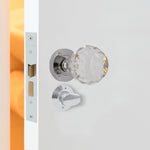 Glass and Polished Chrome Mortice Door Knob Kit - 80mm Bathroom Lock - tradefit - 6
