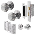 Beehive Satin Chrome Mortice Door Knob Kit - 80mm Bathroom Lock