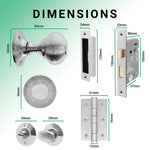 Beehive Satin Chrome Mortice Door Knob Kit - 80mm Bathroom Lock - tradefit - 3