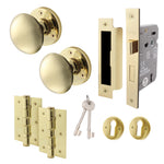 Victorian Polished Brass Mortice Door Knob Kit - 80mm Sashlock - tradefit - 1