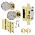 Glass and Polished Brass Mortice Door Knob Kit - 80mm Sashlock