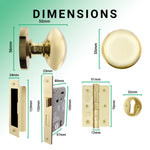 Victorian Polished Brass Mortice Door Knob Kit - 80mm Sashlock - tradefit - 3