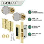 Glass and Polished Brass Mortice Door Knob Kit - 80mm Sashlock - tradefit - 3