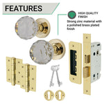 Glass and Polished Brass Mortice Door Knob Kit - 80mm Sashlock - tradefit - 4