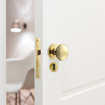 Victorian Polished Brass Mortice Door Knob Kit - 80mm Sashlock - tradefit - 5