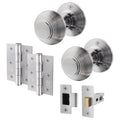 Beehive Satin Chrome Mortice Door Knob Kit - 76mm Latch