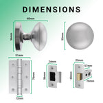 Victorian Satin Chrome Mortice Door Knob Kit - 76mm Latch - 76mm Hinges - tradefit - 3
