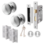 Victorian Satin Chrome Mortice Door Knob Kit - 80mm Sashlock - tradefit - 1