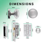 Victorian Satin Chrome Mortice Door Knob Kit - 80mm Sashlock - tradefit - 3