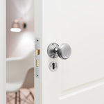 Victorian Ringed Satin Chrome Mortice Door Knob Kit - 80mm Sashlock - 76mm Hinges - tradefit - 5