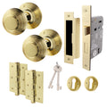 Beehive Polished Brass Mortice Door Knob Kit - 80mm Sashlock