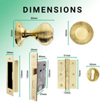 Beehive Polished Brass Mortice Door Knob Kit - 80mm Sashlock - tradefit - 3