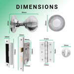 Beehive Polished Chrome Mortice Door Knob Kit - 80mm Sashlock - tradefit - 3
