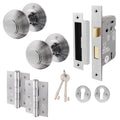Beehive Satin Chrome Mortice Door Knob Kit - 80mm Sashlock