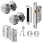Beehive Satin Chrome Mortice Door Knob Kit - 80mm Sashlock - tradefit - 1