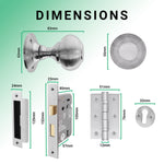 Beehive Satin Chrome Mortice Door Knob Kit - 80mm Sashlock - tradefit - 3