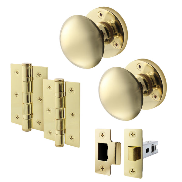 Victorian Polished Brass Mortice Door Knob Kit - 76mm Latch - tradefit - Featured Image