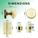 Victorian Polished Brass Mortice Door Knob Kit - 76mm Latch - tradefit - 3