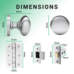 Victorian Polished Chrome Mortice Door Knob Kit - 76mm Latch - tradefit - 3