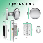 Victorian Polished Chrome Mortice Door Knob Kit - 80mm Sashlock - tradefit - 3