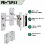 Sassari Polished Chrome Lever Door Handle Pack - 80mm Bathroom Lock - tradefit - 2