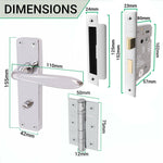 Sassari Polished Chrome Lever Door Handle Pack - 80mm Bathroom Lock - tradefit - 3